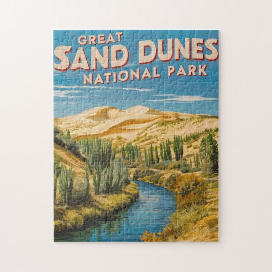 Great Sand Dunes National Park Retro Travel Art Legpuzzel (Verticaal)