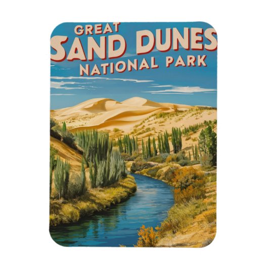 Great Sand Dunes National Park Retro Travel Art Magneet (Verticaal)