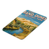 Great Sand Dunes National Park Retro Travel Art Magneet (Linkerzijde)