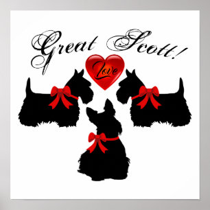 "Great Scott!", Scottish Terrier/Red love hart Poster