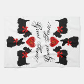 "Great Scott!", Scottish Terrier/Red love hart Theedoek (Horizontaal)