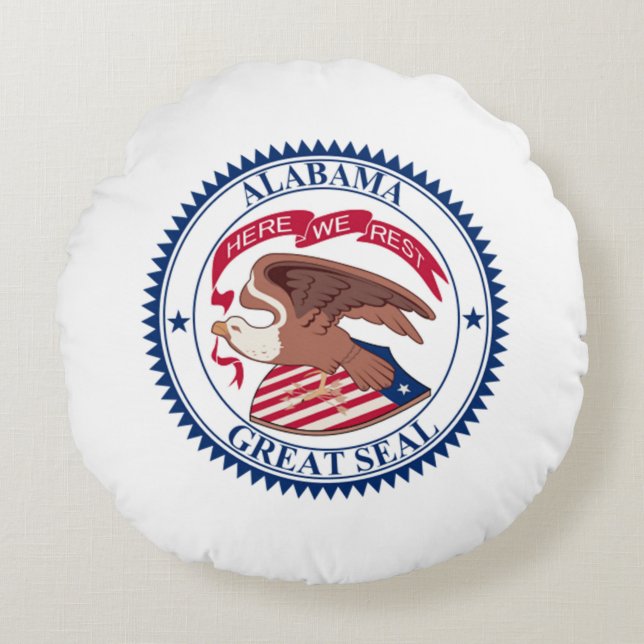 Great Seal of Alabama 1868 Rond Kussen (Voorkant)