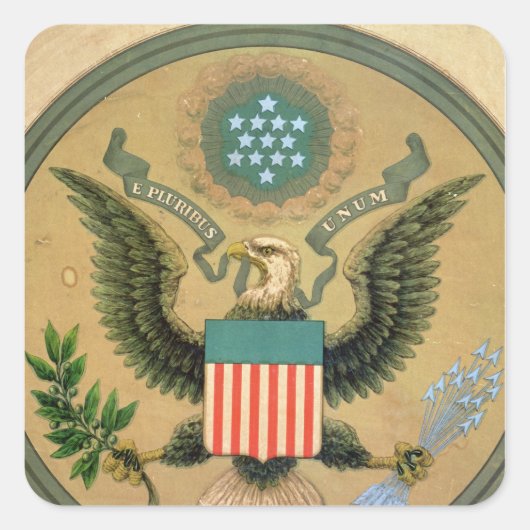 Great Seal of the United States, c.1850 Vierkante Sticker (Voorkant)