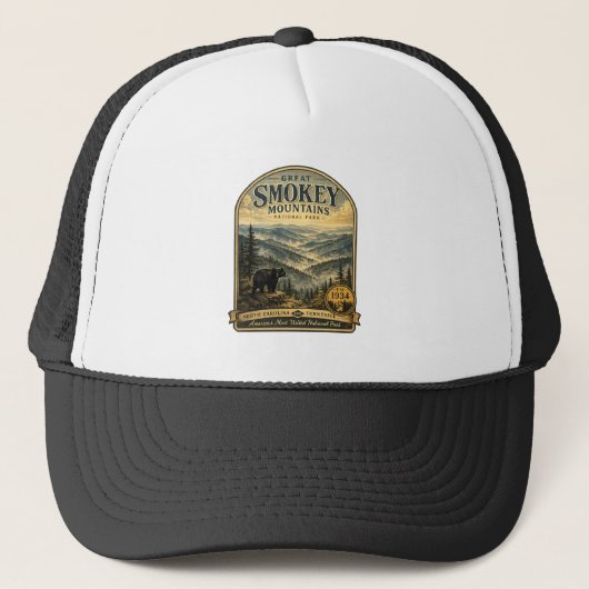 Great Smokey Mountains reislogo Trucker Pet (Voorkant)