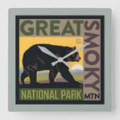 Great Smoky Mountain National Park| Bear Vierkante Klok (Voorkant)