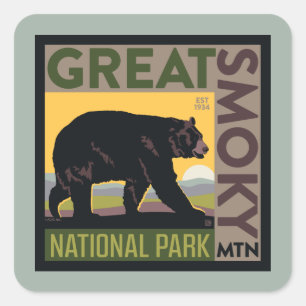 Great Smoky Mountain National Park  Bear Vierkante Sticker