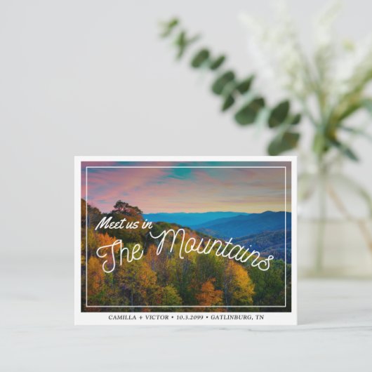 Great Smoky Mountain Wedding de datum Briefkaart (Staand voorkant)