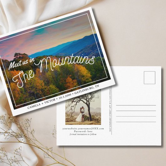 Great Smoky Mountain Wedding de datum Briefkaart