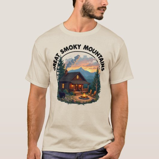 Great Smoky Mountains - Beer en hut T-shirt (Voorkant)