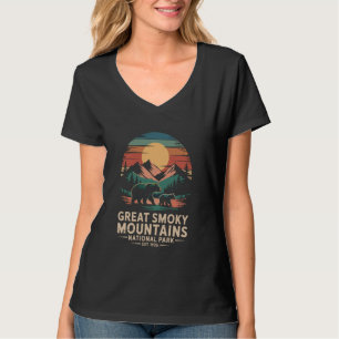 Great Smoky Mountains Beer Sunset Retro Hiking Nat T-shirt