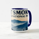 Great Smoky Mountains Blue Mist Retro Mok (Voorkant rechts)