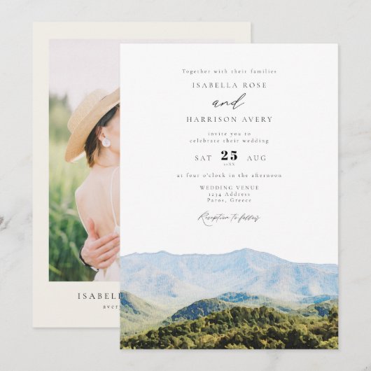 Great Smoky Mountains Destination Travel Wedding Kaart (Voorkant / Achterkant)