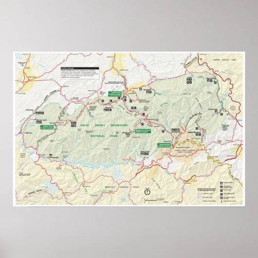 Great Smoky Mountains map poster (Voorkant)