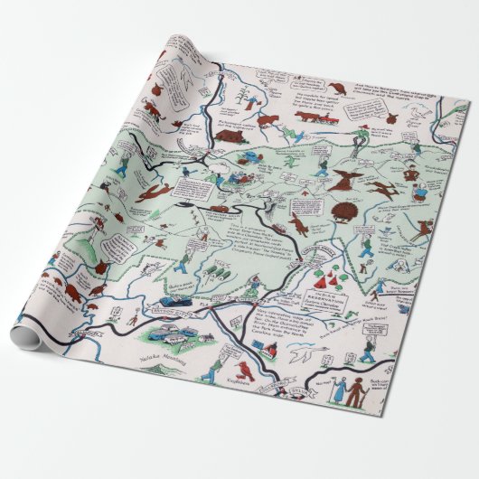  Great Smoky Mountains Map Revel Cadeaupapier (Uitgerold)