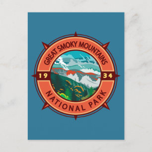 Great Smoky Mountains National Park Retro Compass Briefkaart