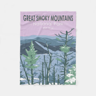 Great Smoky Mountains National Park Retro Fleece Deken