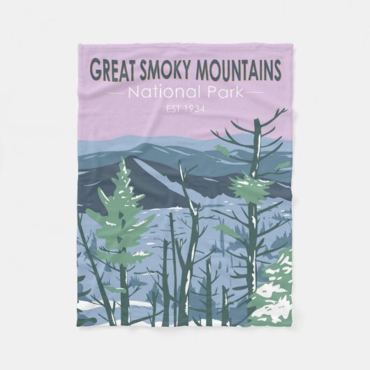 Great Smoky Mountains National Park Retro Fleece Deken (Voorkant)