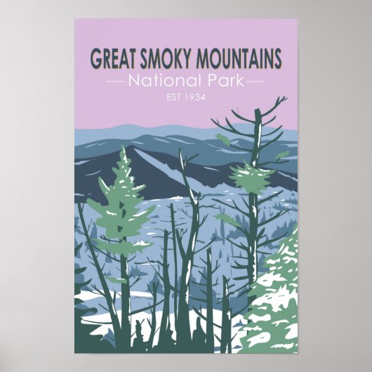 Great Smoky Mountains National Park Retro Poster (Voorkant)