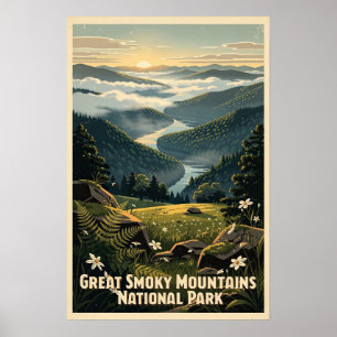 Great Smoky Mountains National Park Retro Poster