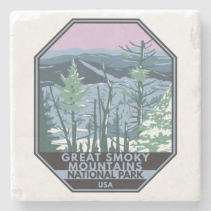 Great Smoky Mountains National Park Retro Stenen Onderzetter