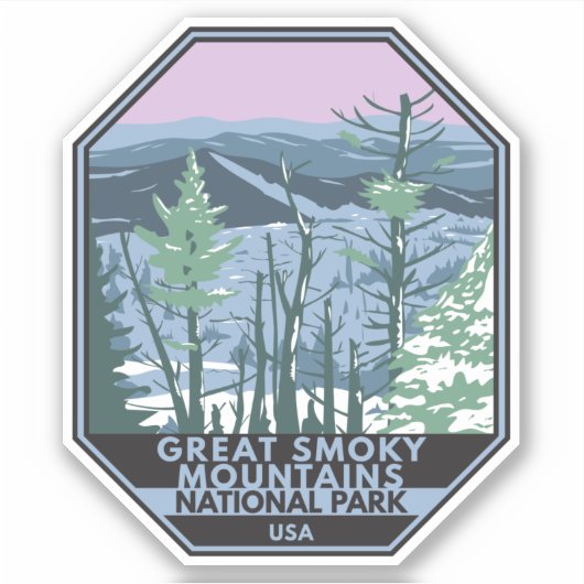 Great Smoky Mountains National Park Retro Sticker (Voorkant)