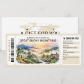 Great Smoky Mountains Reis Instapkaart Ticket Kaart (Voorkant / Achterkant)