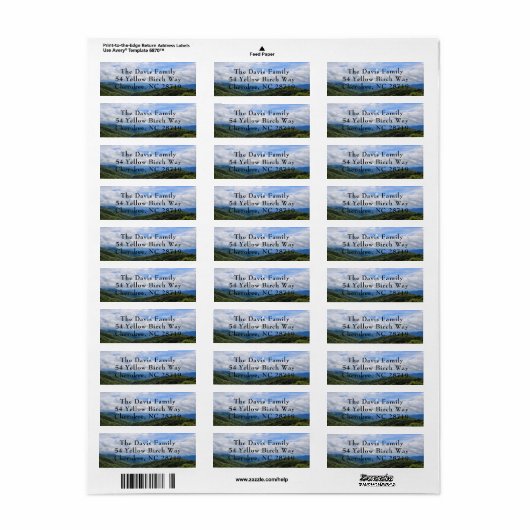 Great Smoky Mountains Return Address Label (Full Sheet)