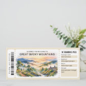 Great Smoky Mountains Trip Boarding Pass Ticket Kaart (Staand voorkant)