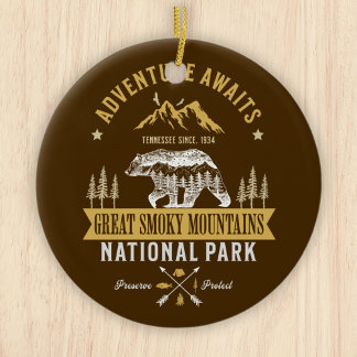 Great Smoky Mountains Vintage Forest Landscape Keramisch Ornament