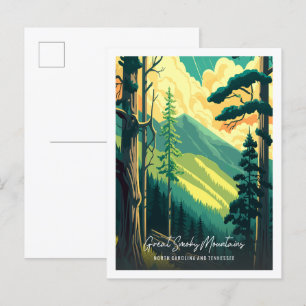 Great Smoky Mountains vintage reisillustratie Briefkaart
