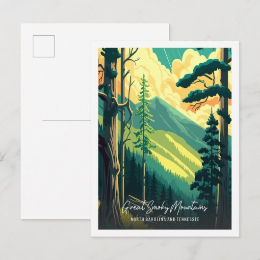 Great Smoky Mountains vintage reisillustratie Briefkaart (Voorkant / Achterkant)