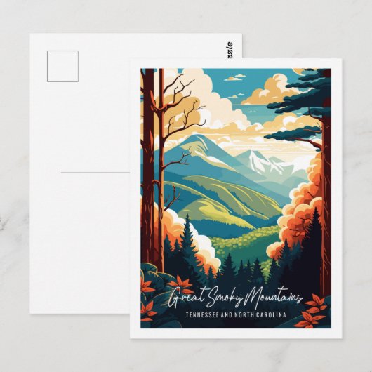 Great Smoky Mountains vintage reisillustratie Briefkaart (Voorkant / Achterkant)