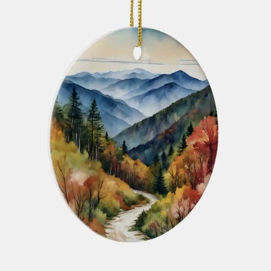 Great Smoky Mountains Waterverf Keramisch Ornament (Rechts)