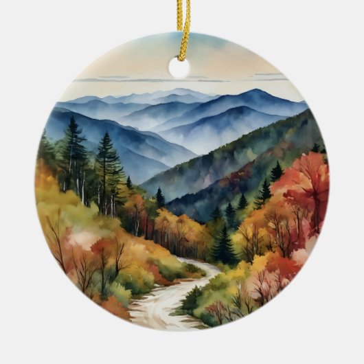Great Smoky Mountains Waterverf Keramisch Ornament (Voorkant)
