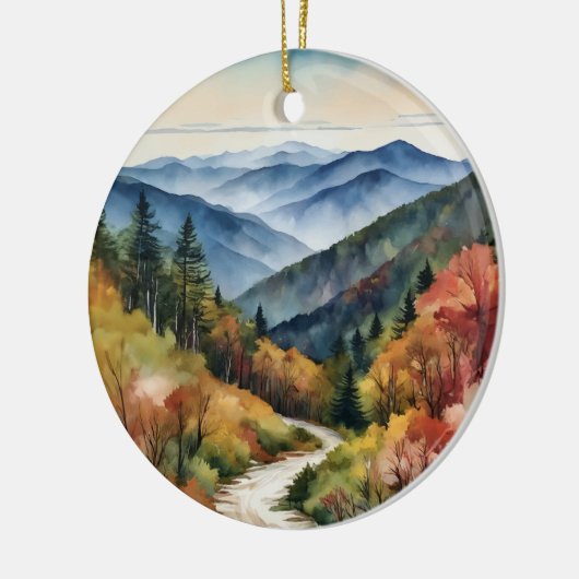 Great Smoky Mountains Waterverf Keramisch Ornament (Links)