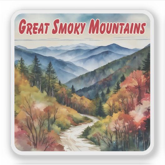 Great Smoky Mountains Waterverf Sticker (Voorkant)