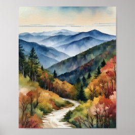 Great Smoky Mountains Waterverf Waterverf Art Poster