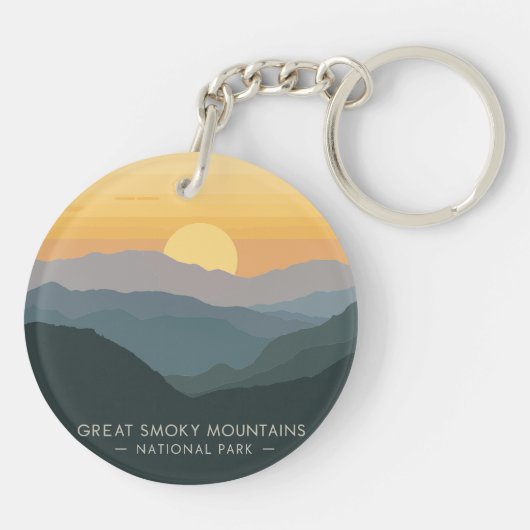 Great Smoky Mountains zonsondergang Sleutelhanger (Achterkant)
