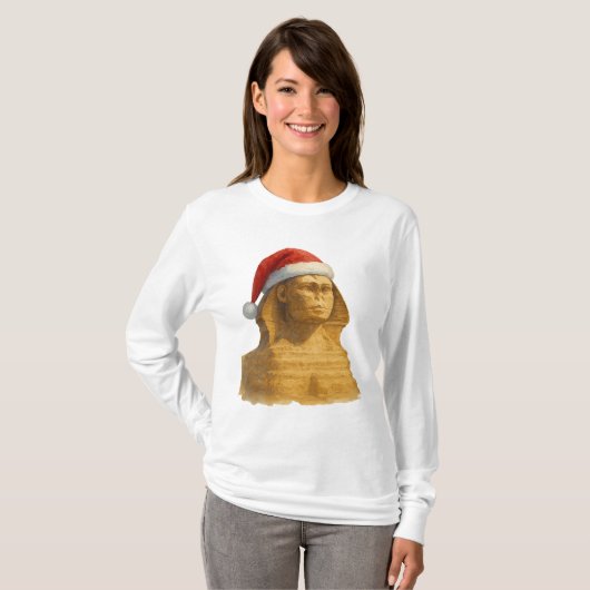 Great Sphinx Santa Hat Ancient egypt christmas T-shirt (Voorkant volledig)