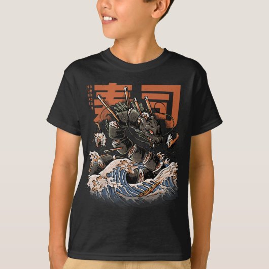 Great Sushi Dragon Japans voedsel Kawaii Dragon An T-shirt (Voorkant)
