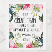 Great Team thank you gift Amazing Team Wijn Etiket (Enkel label)