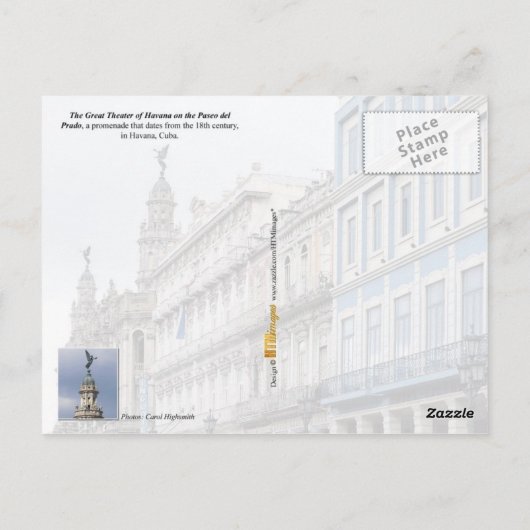 Great Theater van Havana, Paseo del Prado, Cuba Briefkaart (Achterkant)