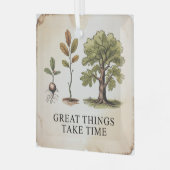 Great Things Take Time Glas Ornament (Voorkant links)
