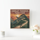 Great Things Take Time Vierkante Klok (Huis)
