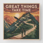Great Things Take Time Vierkante Klok (Voorkant)