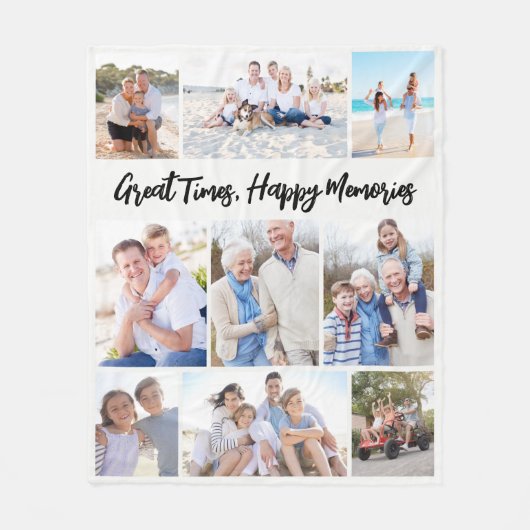 Great Times Happy Memories Photo Collage Keepsake Fleece Deken (Voorkant)