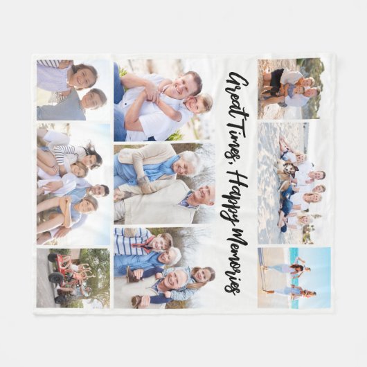 Great Times Happy Memories Photo Collage Keepsake Fleece Deken (Voorkant (Horizontaal))
