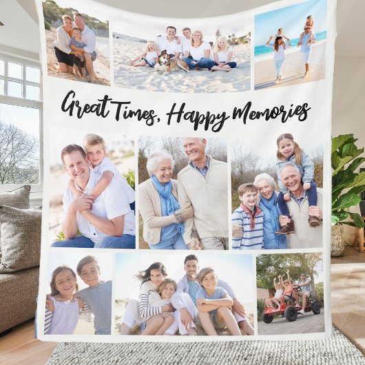 Great Times Happy Memories Photo Collage Keepsake Fleece Deken