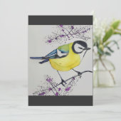 Great Tit Bird Drawing, Hand Drawn British Bird Bedankkaart (Staand voorkant)