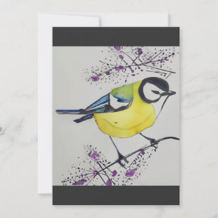 Great Tit Bird Drawing, Hand Drawn British Bird Bedankkaart